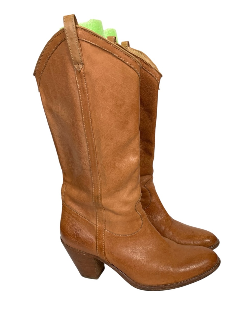 Frye Taylor Pull On Tan Leather Western Tall Boots Pointed Toe Womens Size 11 - Picture 4 of 15